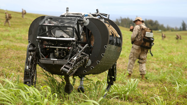Watch an AlphaDog robot venture into (simulated) battle for the first time